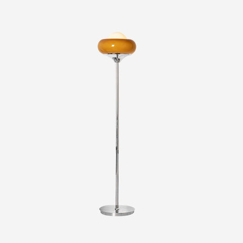 Caramel Dome Chrome Floor Lamp