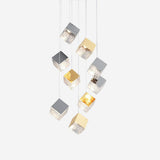 Gold Silver Geometric Glass Kronleuchter