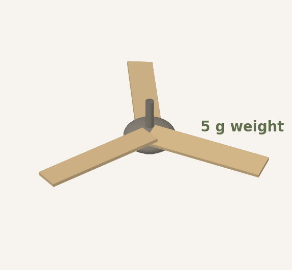 Adhesive weight stuck on top of the blade