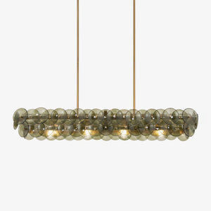Pressed Glass Disc Linear Chandelier