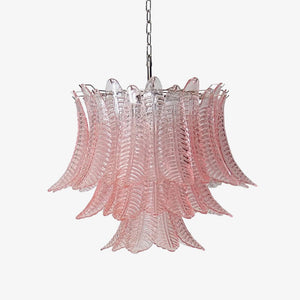 Pink Glass Leaf Chandelier