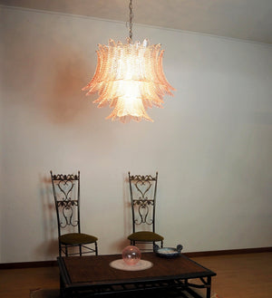 Pink Glass Leaf Chandelier