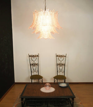 Pink Glass Leaf Chandelier
