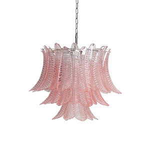 Pink Glass Leaf Chandelier