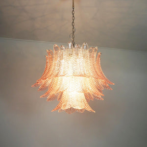 Pink Glass Leaf Chandelier