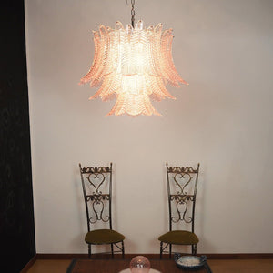 Pink Glass Leaf Chandelier