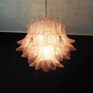 Pink Glass Leaf Chandelier