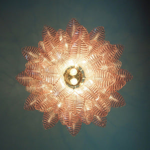 Pink Glass Leaf Chandelier