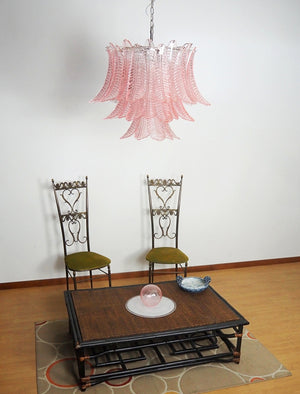 Pink Glass Leaf Chandelier