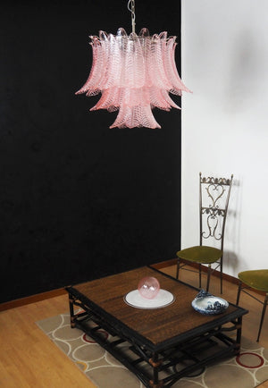Pink Glass Leaf Chandelier