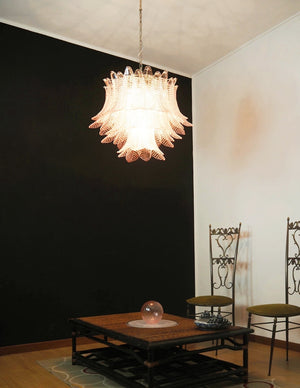 Pink Glass Leaf Chandelier