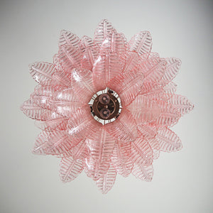 Pink Glass Leaf Chandelier