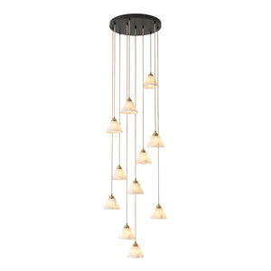 Conical Alabaster Brass Pendant Lamp