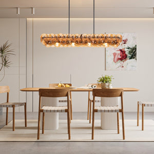 Pressed Glass Disc Linear Chandelier