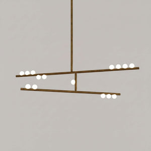 Brass Glass Drop Chandelier