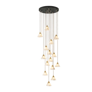 Conical Alabaster Brass Pendant Lamp