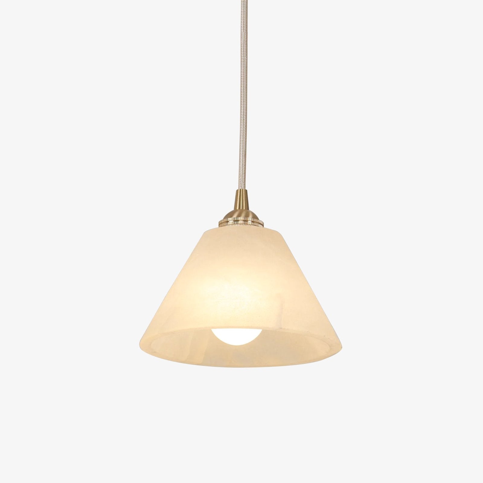 Conical Alabaster Brass Pendant Lamp