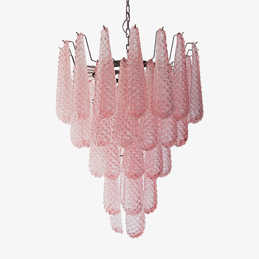 Pink Glass Droplet Chandelier