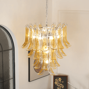 Glass Amber Lily Chandelier