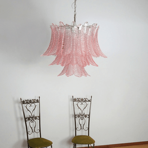 Pink Glass Leaf Chandelier
