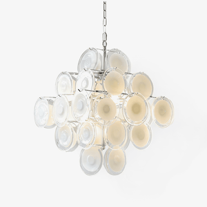 Disc White Glass Chandelier