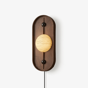 Bezel Alabaster Plug-in Wall Lamp