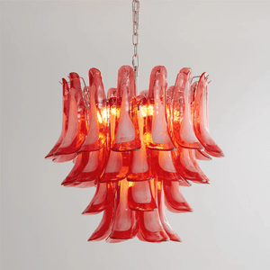 Crimson Glass Petals Chandelier