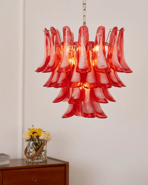 Crimson Glass Petals Chandelier