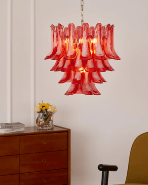 Crimson Glass Petals Chandelier
