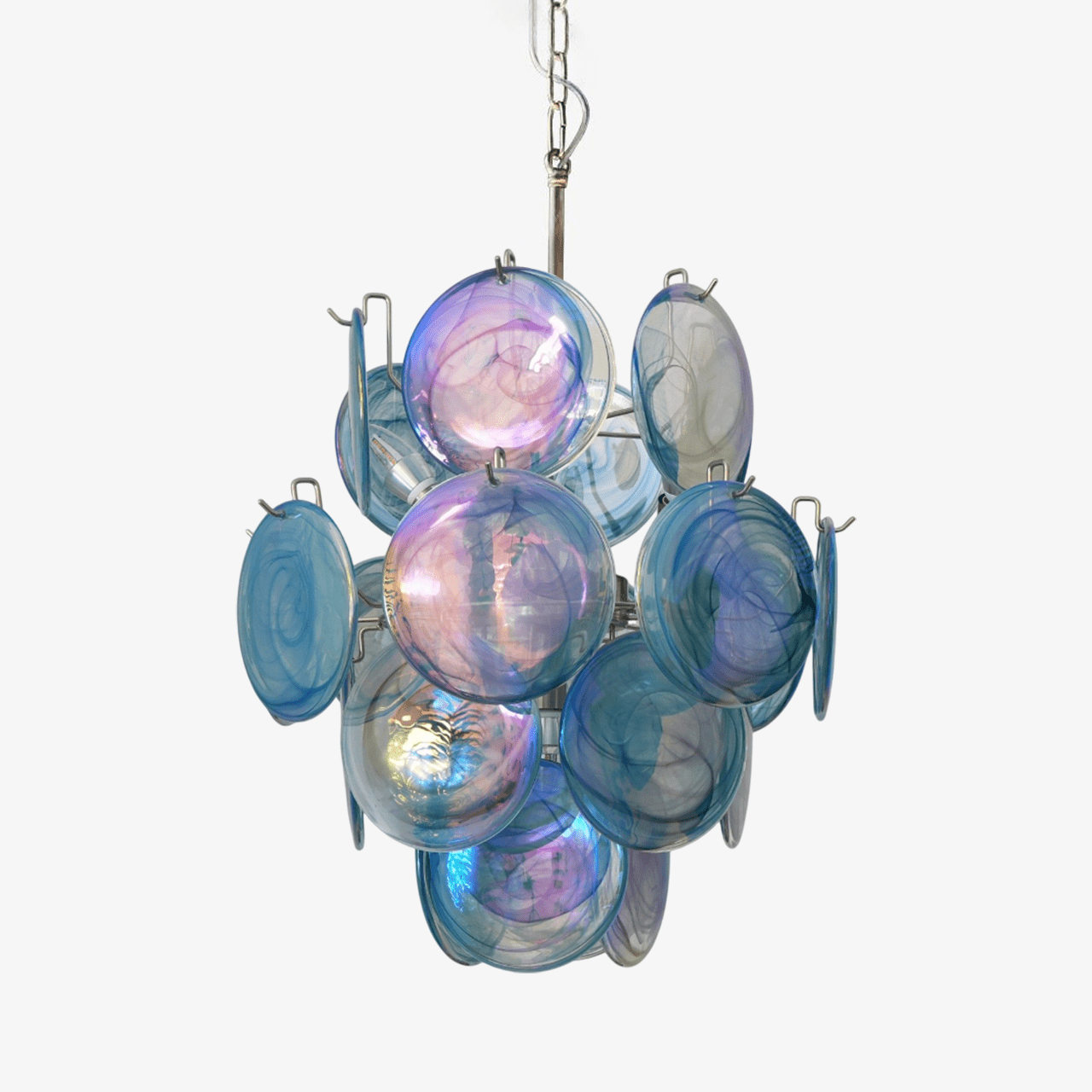 Blue Disc Glass Chandelier
