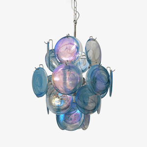 Blue Disc Glass Chandelier