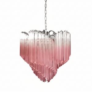 Glass Pink Prism Chandelier