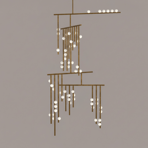 Brass Glass Drop Chandelier
