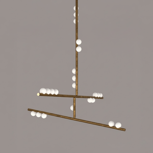 Brass Glass Drop Chandelier