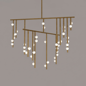 Brass Glass Drop Chandelier