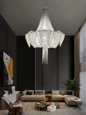 Silver Chain Tassel Chandelier