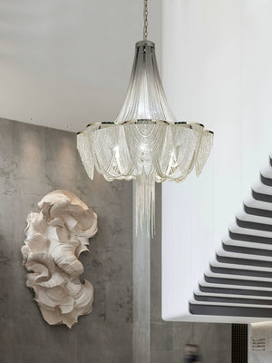 Silver Chain Tassel Chandelier