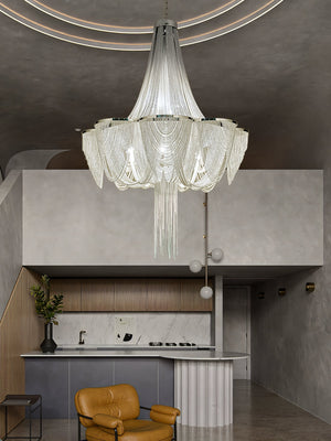 Silver Chain Tassel Chandelier