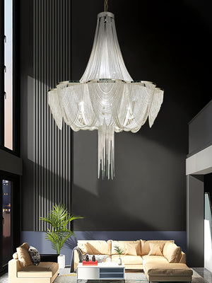 Silver Chain Tassel Chandelier