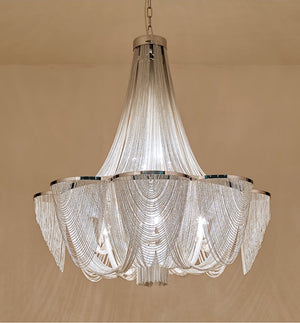 Silver Chain Tassel Chandelier