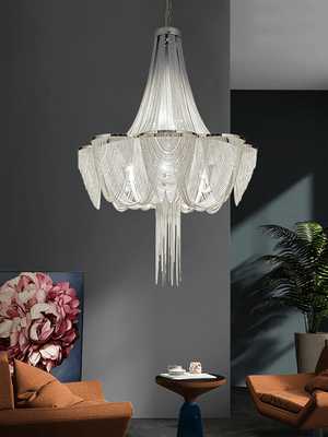 Silver Chain Tassel Chandelier