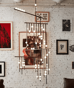 Brass Glass Drop Chandelier