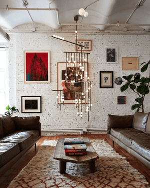 Brass Glass Drop Chandelier