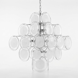 Disc White Glass Chandelier
