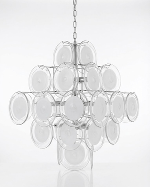 Disc White Glass Chandelier