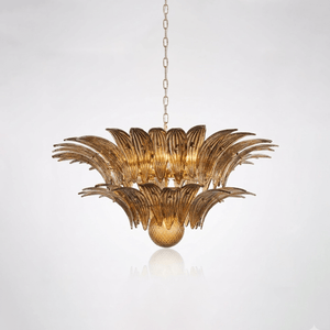 Glass Palmette Transparent Chandelier