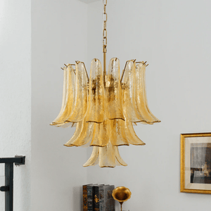 Amber Cascade Glass Chandelier