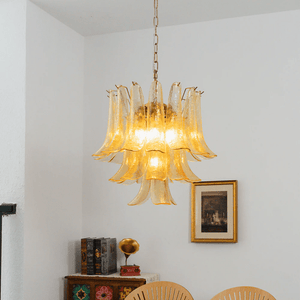Amber Cascade Glass Chandelier