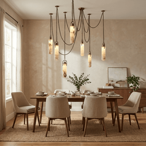 Cylindrical Cluster Alabaster Chandelier