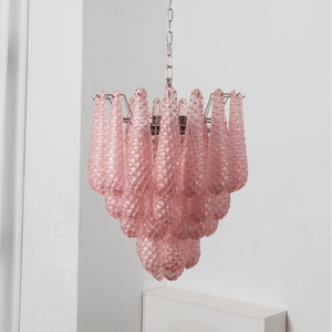 Pink Glass Droplet Chandelier